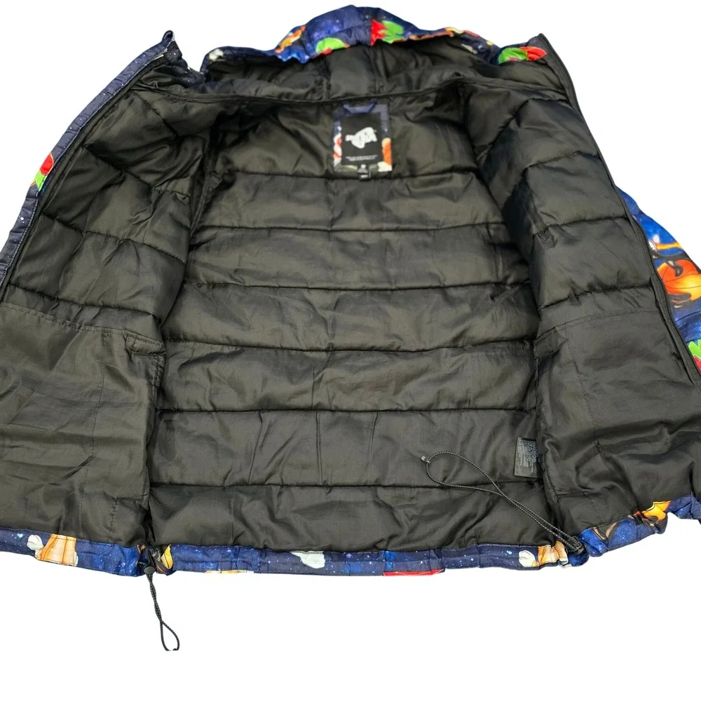 Space Jam Puffer Jacket Men's Medium All Over Print Cartoon Character NBA - Picture 6 of 7